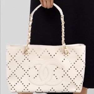 Chanel Perforated CC Patent Tote